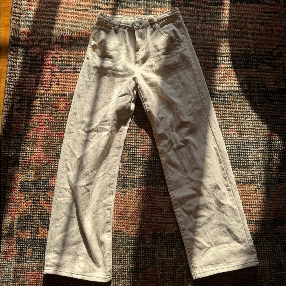Blank NYC cream wide leg jeans
